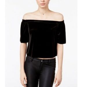 BAR III Black velvet off-the-shoulder top